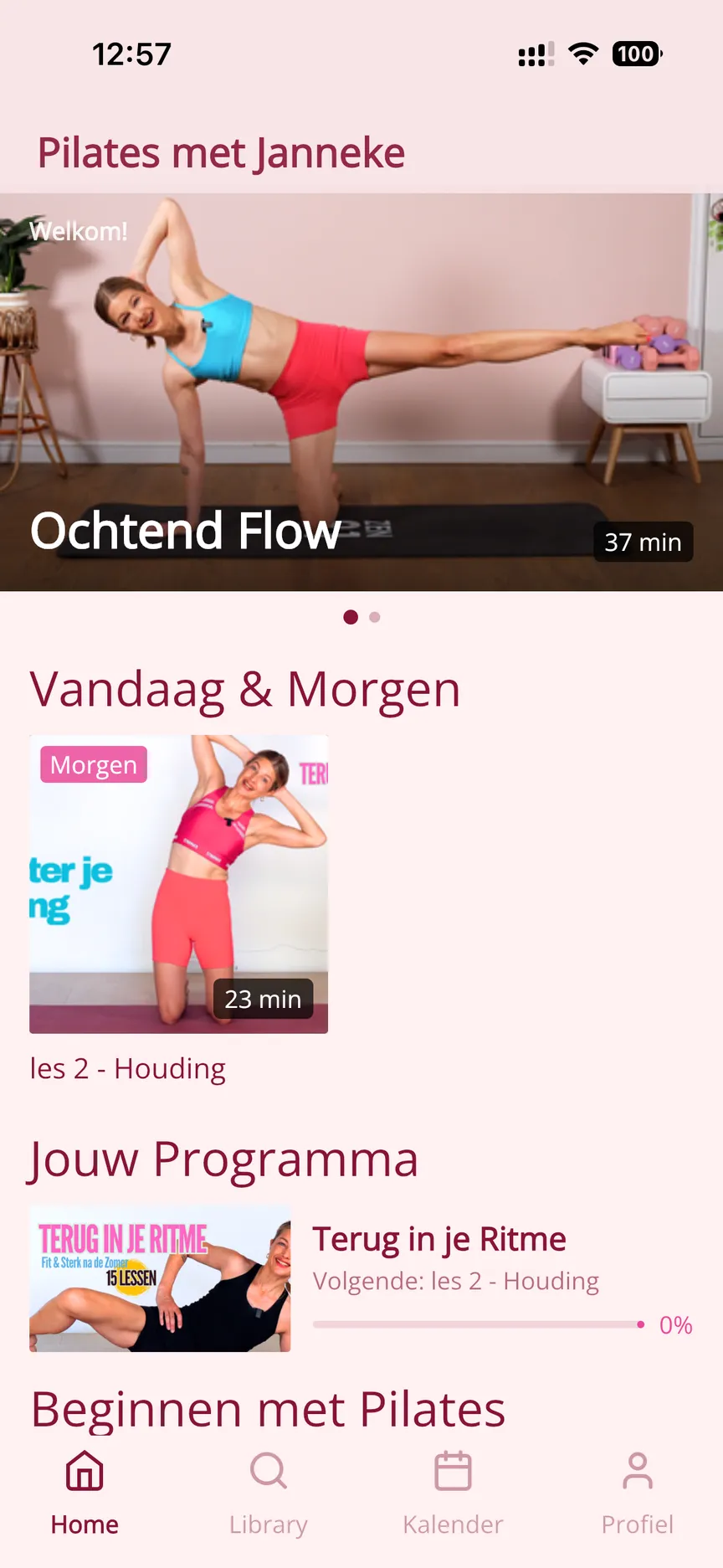 Ledenapp - startscherm